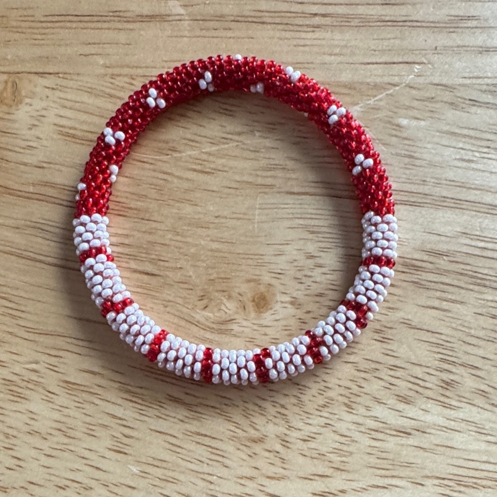 Beaded Bracelet Set - Red, White, and Black - Picture 3 of 6